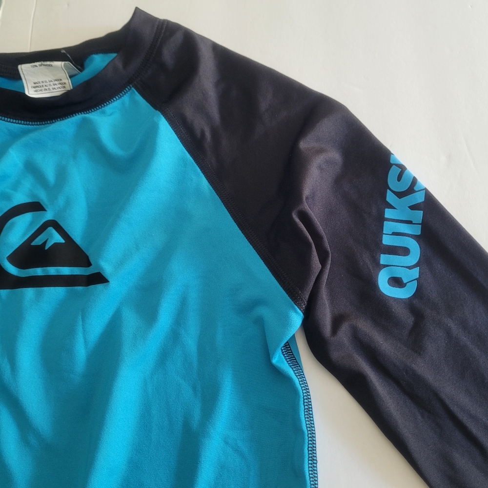 Quicksilver Rash Guard Kids Medium Long Sleeve Blue Swim Surf Top